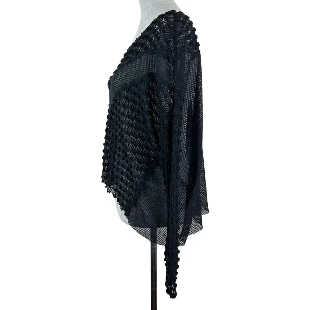Free People Mesh Black long Sleeve‎ Top Goth Indie